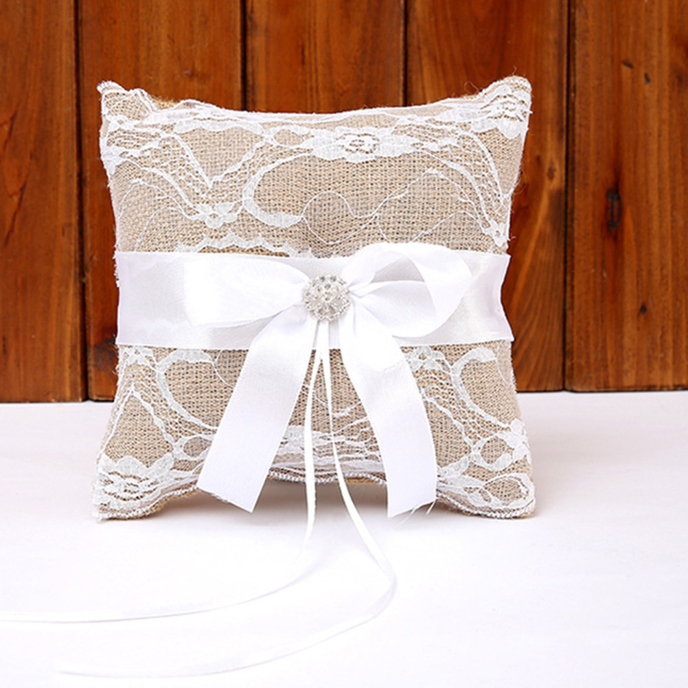 Wedding Ceremony Supply - 1Set Wedding Ring Pillow Lace Linen