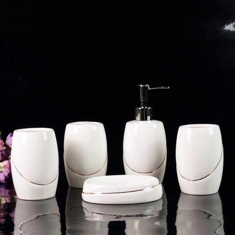 Wedding Bathroom Supply Kit - White Ceramic Bathroom Supplies Kit/Wedding Gift