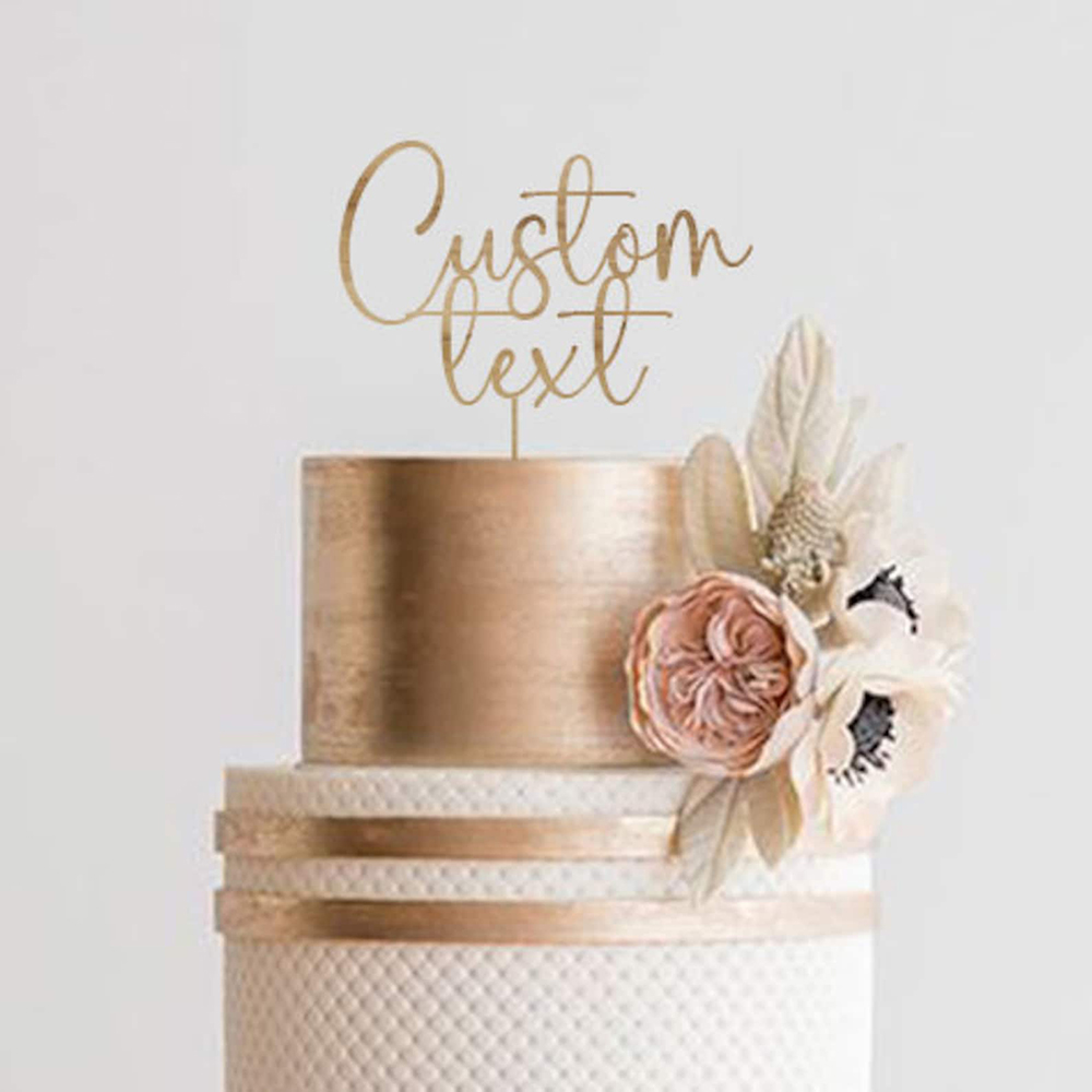 Custom Text Gold Acrylic Cake  - Wedding Ceremony Supply review and price