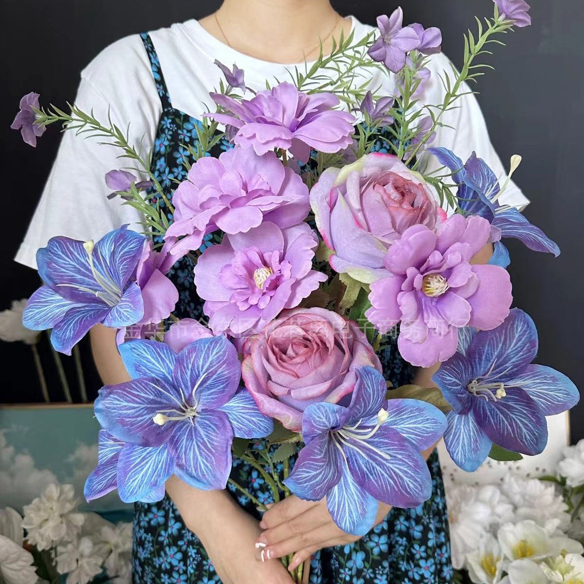 Purple Blue Monet Style Artifi - Wedding Supply Shops review and price