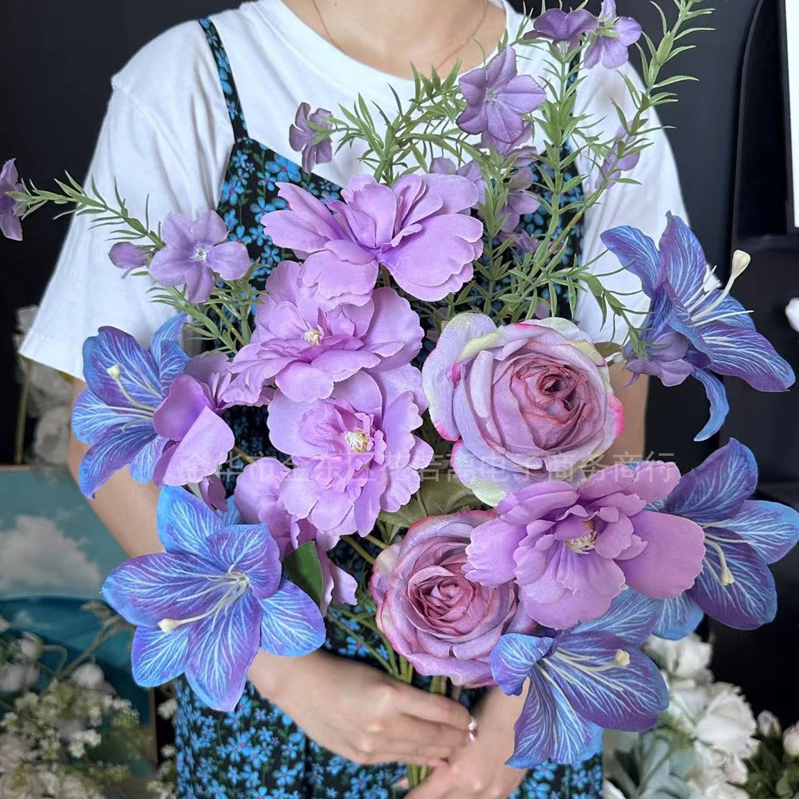 Purple Blue Monet Style Artifi - Wedding Supply Shops review and price