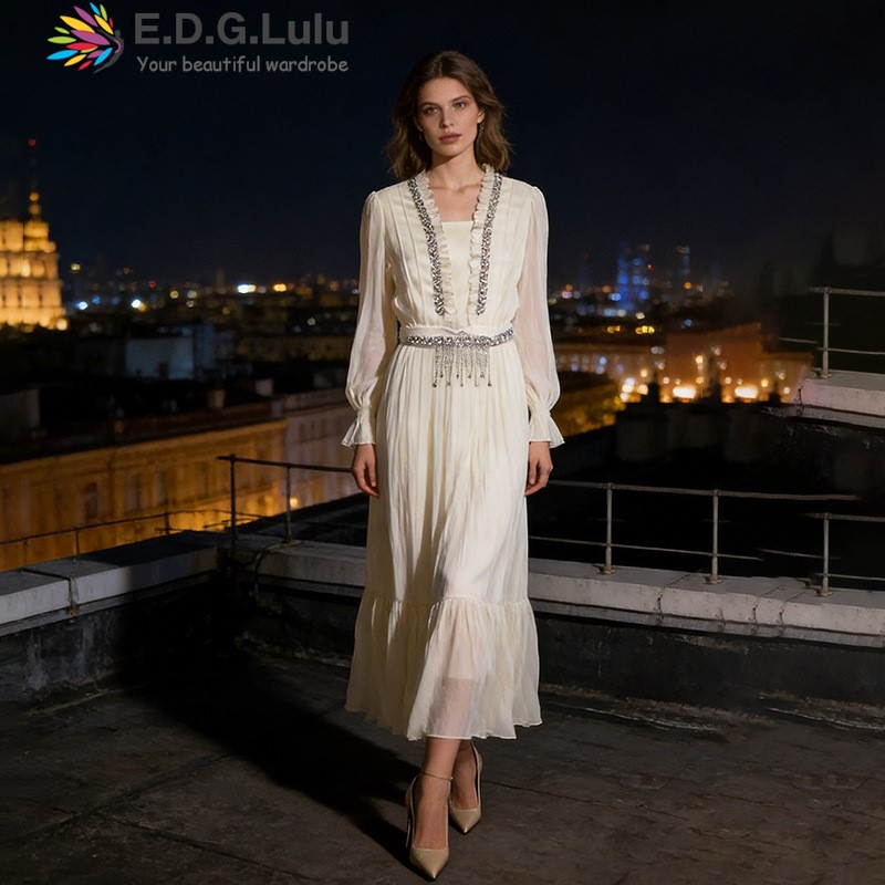 EDGLuLu Elegant White Chiffon  - Wedding Lulu review and price